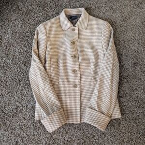 Brooks Brothers 346 Houndstooth Wool Blazer Tan Cream Women’s Size 4